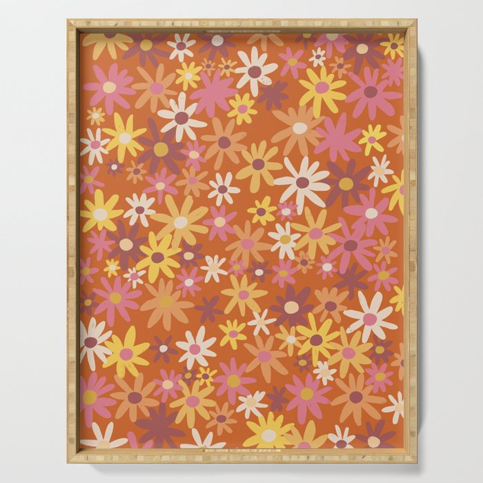 Red floral pattern Serving Tray Gallery Image 1