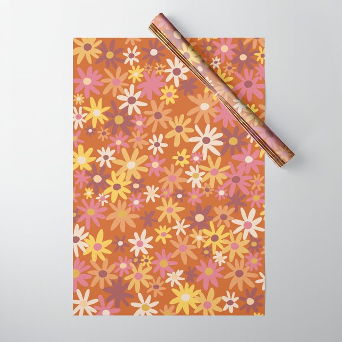 Red floral pattern Wrapping Paper Gallery Image 1