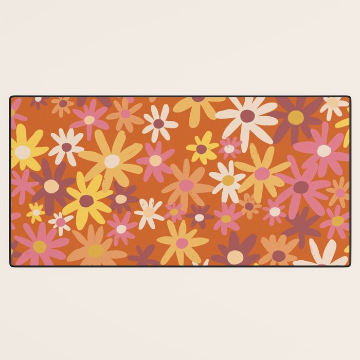 Red floral pattern Desk Mat Gallery Image 3