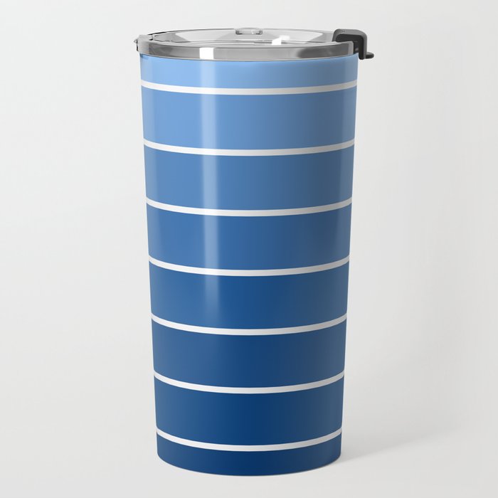 Gradient Arch VIII Bright Blue Mid Century Modern Rainbow Travel Mug Gallery Image 2
