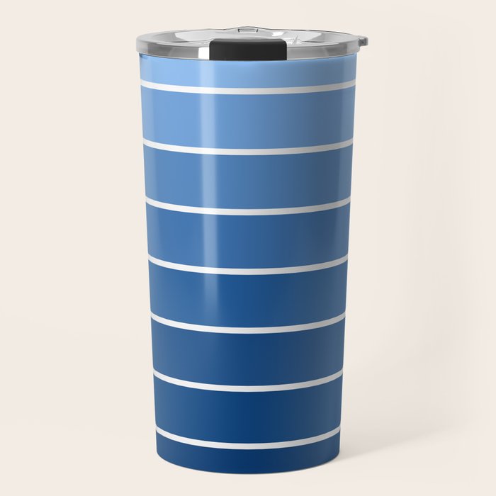 Gradient Arch VIII Bright Blue Mid Century Modern Rainbow Travel Mug Gallery Image 1