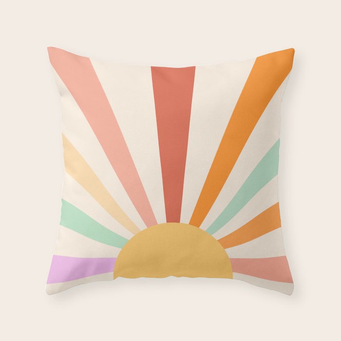 Boho Sun Colorful Throw Pillow Gallery Image 6