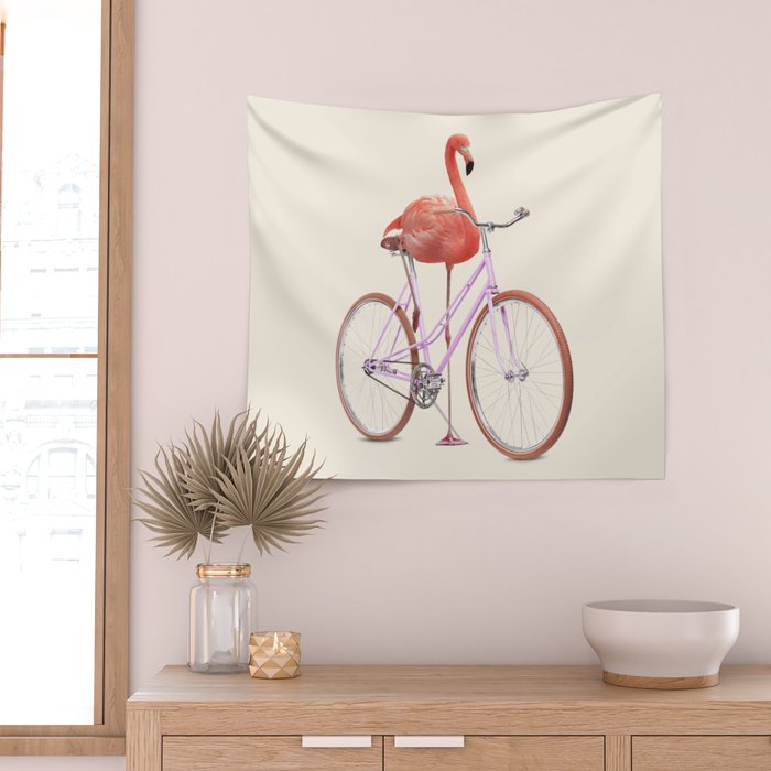 FLAMINGO BIKE Wall Tapestry Gallery Image 2