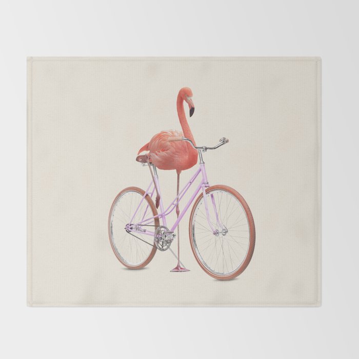 FLAMINGO BIKE Throw Blanket Gallery Image 2