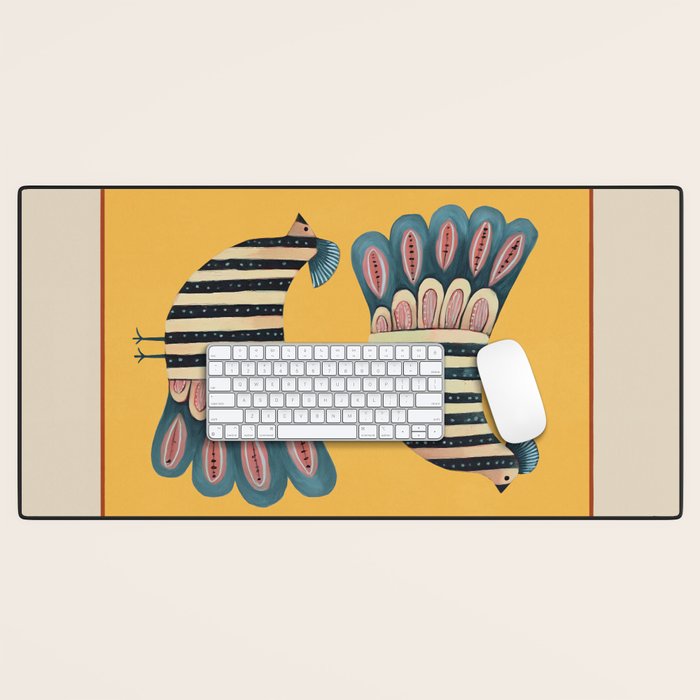 Striped Bird Pair II Desk Mat Gallery Image 1