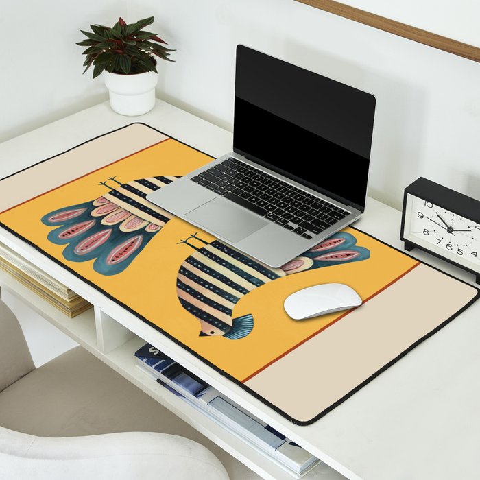 Striped Bird Pair II Desk Mat Gallery Image 2