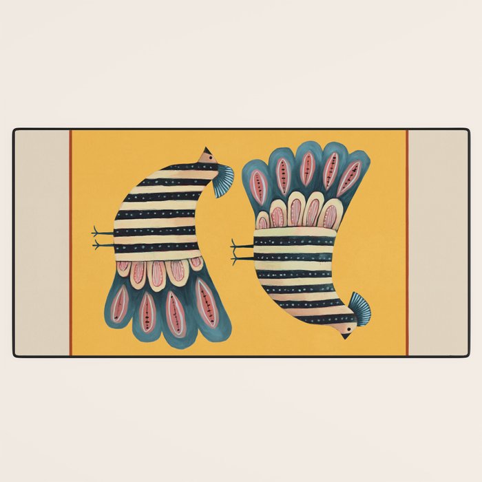 Striped Bird Pair II Desk Mat Gallery Image 3