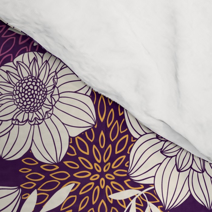 Dahlia Flowers Pattern - Purple and Yellow Comforter Gallery Image 4