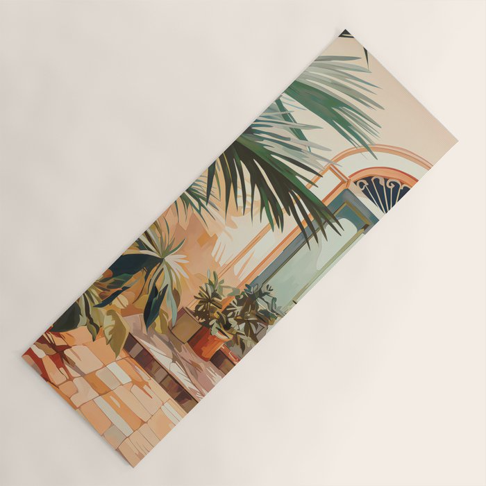 Villa Courtyard Mediterranean Art Yoga Mat Gallery Image 1