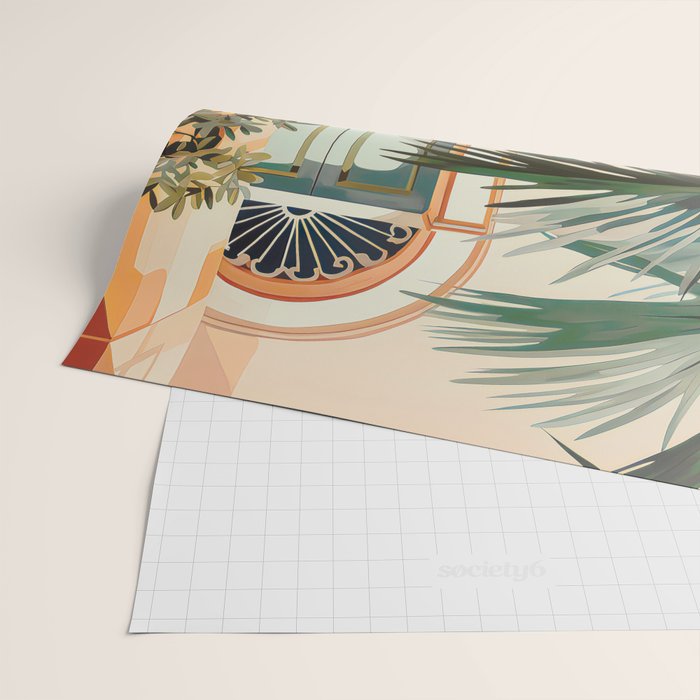 Villa Courtyard Mediterranean Art Wrapping Paper Gallery Image 2