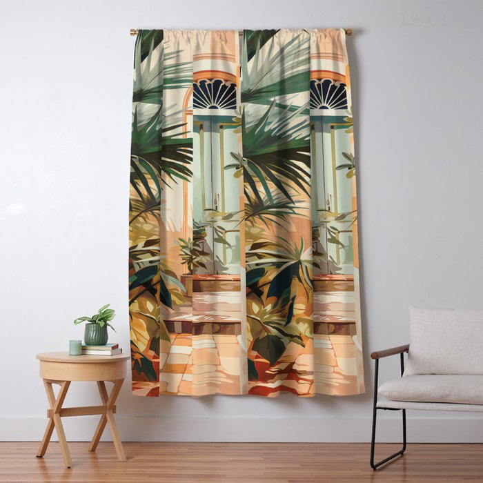 Villa Courtyard Mediterranean Art Window Curtain Gallery Image 5
