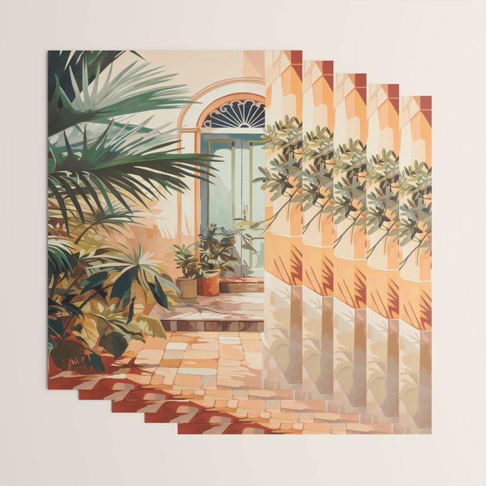 Villa Courtyard Mediterranean Art Wrapping Paper Gallery Image 3