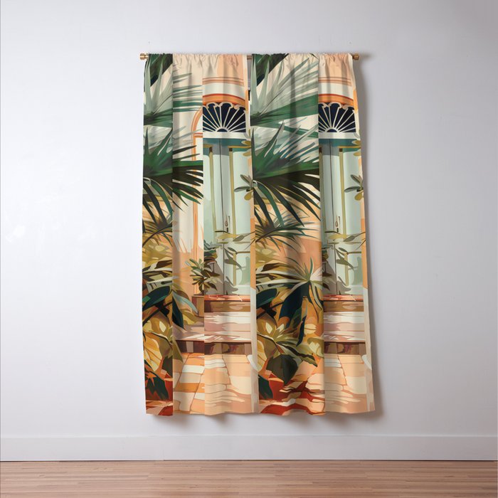 Villa Courtyard Mediterranean Art Window Curtain Gallery Image 3