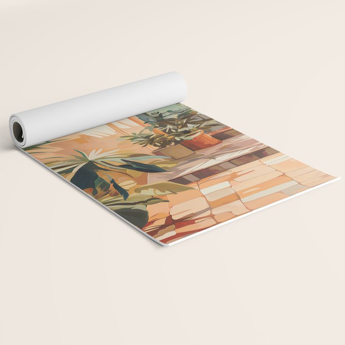 Villa Courtyard Mediterranean Art Yoga Mat Gallery Image 2
