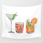 Classic Cocktails  - 1960s Watercolor Lineup Wall Tapestry Gallery Image 4