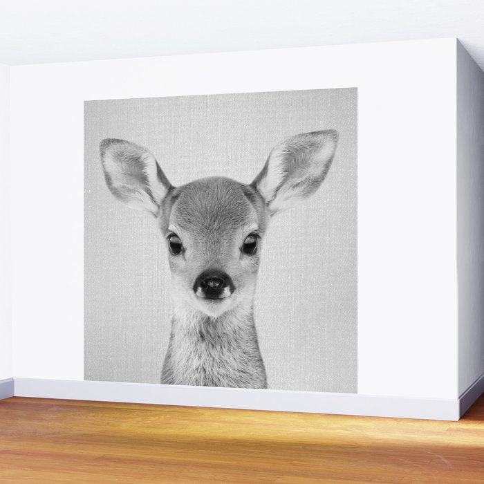 Baby Deer - Black & White Wall Mural Gallery Image 2