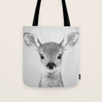 Baby Deer - Black & White Tote Bag Gallery Image 1