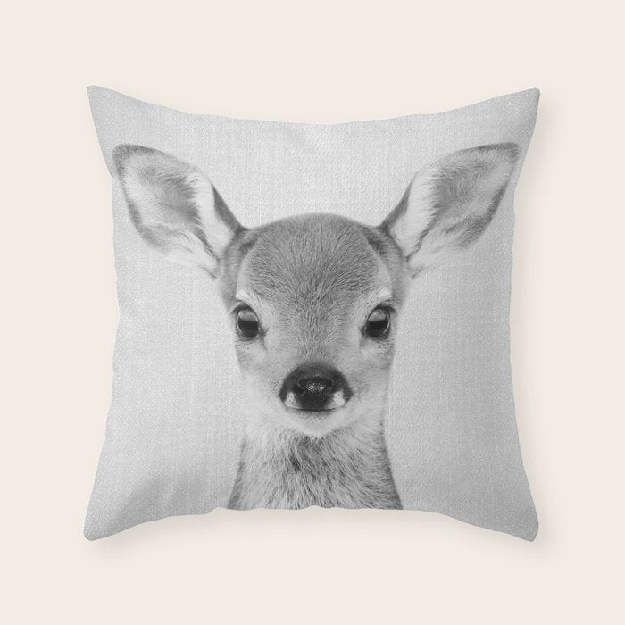 Baby Deer - Black & White Throw Pillow Gallery Image 6