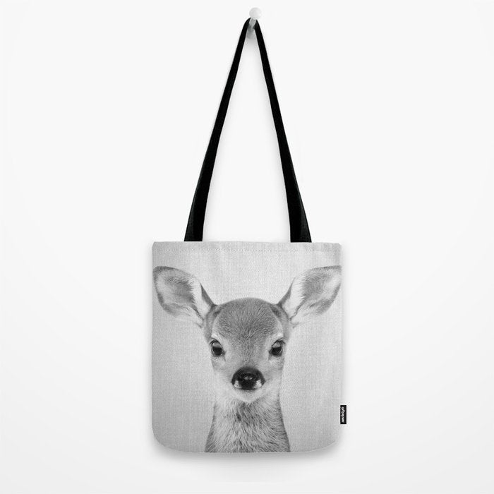 Baby Deer - Black & White Tote Bag Gallery Image 2