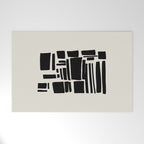 Black & White Minimalist Abstract Shapes Patterns Black Ink Painting Welcome Mat Gallery Image 1