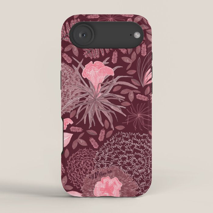 Forest Full of Wild Mushrooms in Burgundy & Peach iPhone Case Gallery Image 2