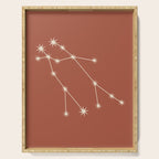 Gemini Zodiac Star Constellation Line Art Terracotta Red Serving Tray Gallery Image 1