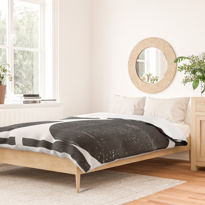 Black and White Mid Century Modern Circles Abstract Duvet Cover Gallery Image 2