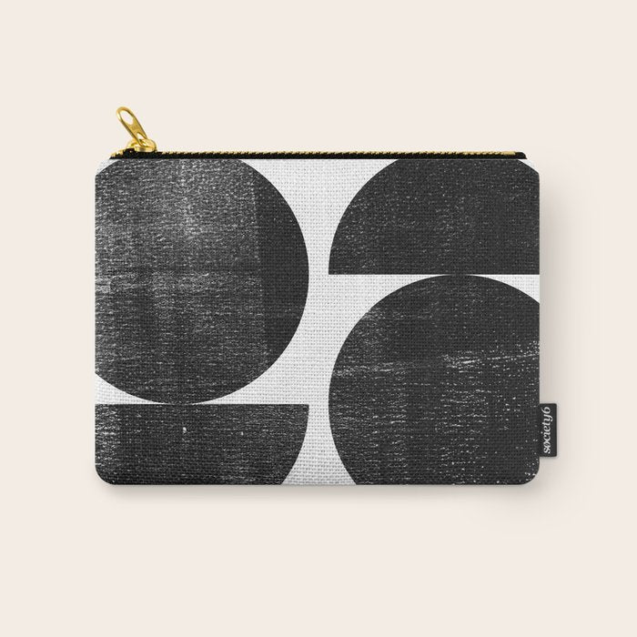 Black and White Mid Century Modern Circles Abstract Carry All Pouch Gallery Image 1