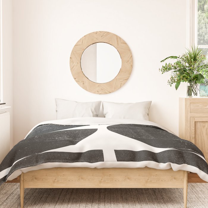 Black and White Mid Century Modern Circles Abstract Duvet Cover Gallery Image 3