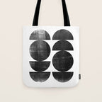 Black and White Mid Century Modern Circles Abstract Tote Bag Gallery Image 1