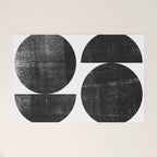 Black and White Mid Century Modern Circles Abstract Welcome Mat Gallery Image 1