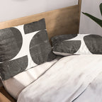 Black and White Mid Century Modern Circles Abstract Pillow Sham Gallery Image 2