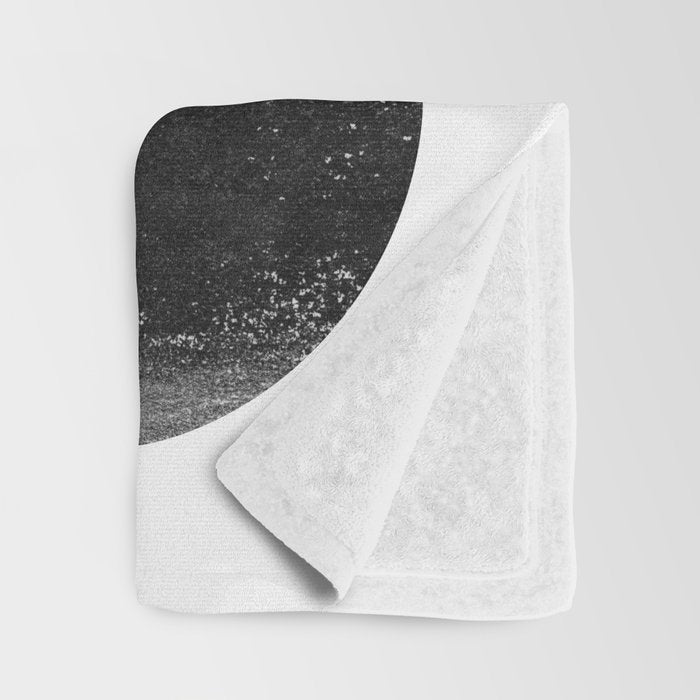 Black and White Mid Century Modern Circles Abstract Throw Blanket Gallery Image 3