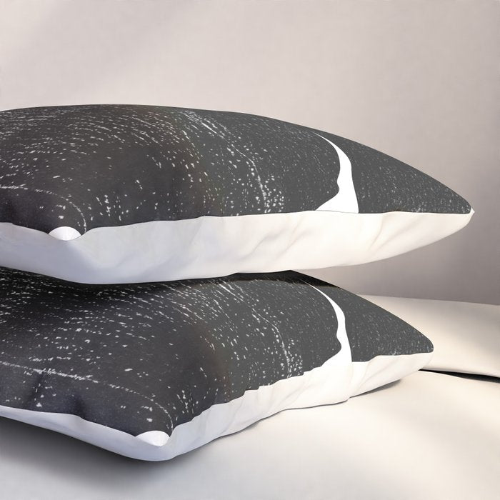 Black and White Mid Century Modern Circles Abstract Pillow Sham Gallery Image 3