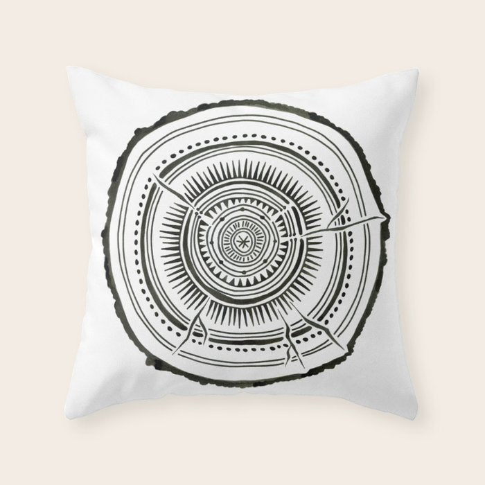 Quaking Aspen - Black Tree Rings Throw Pillow Gallery Image 1