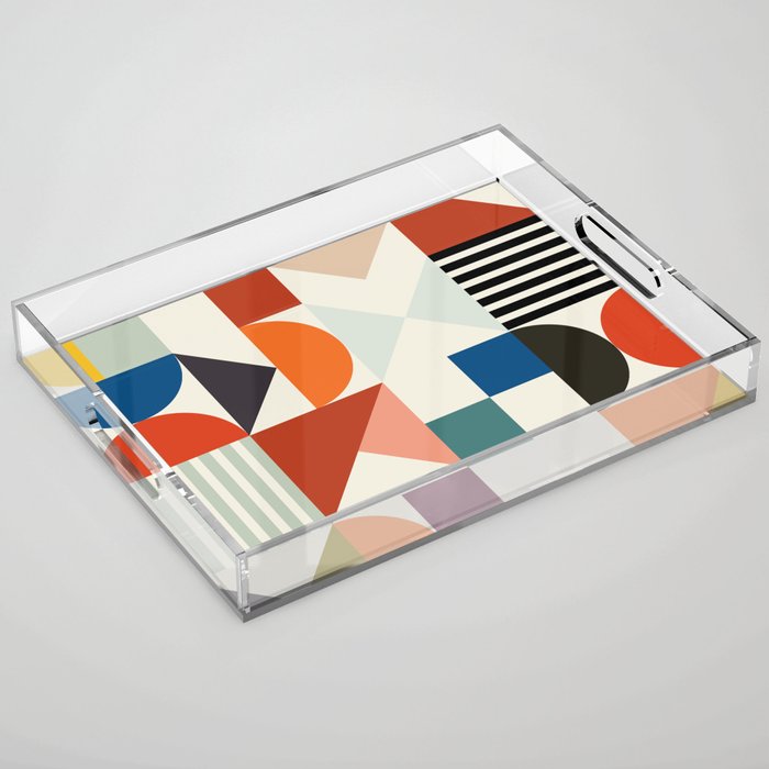mid century retro shapes geometric Acrylic Tray Gallery Image 1