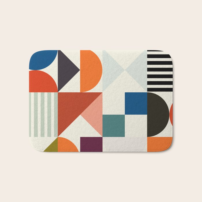 mid century retro shapes geometric Bath Mat Gallery Image 1