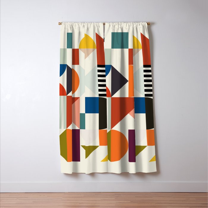 mid century retro shapes geometric Window Curtain Gallery Image 3