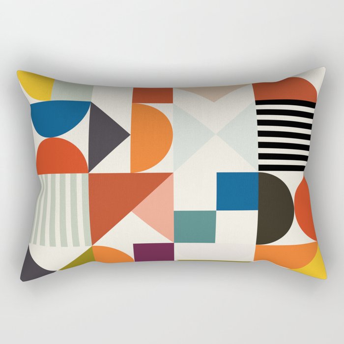 mid century retro shapes geometric Rectangular Pillow Gallery Image 2