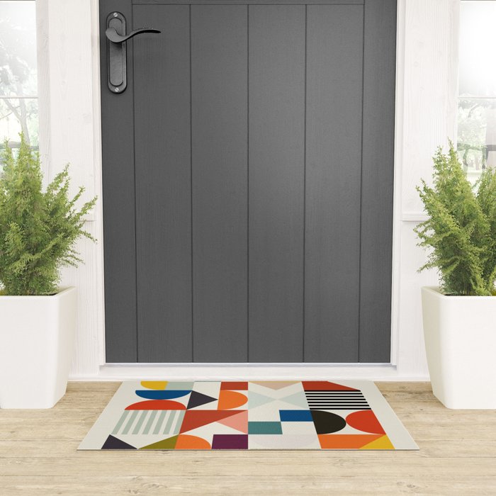 mid century retro shapes geometric Welcome Mat Gallery Image 3