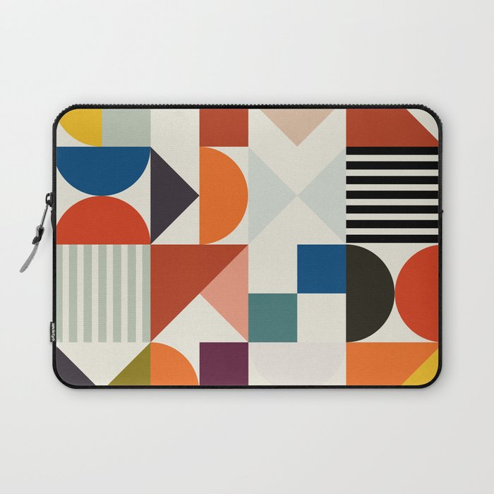 mid century retro shapes geometric Laptop Sleeve Gallery Image 1