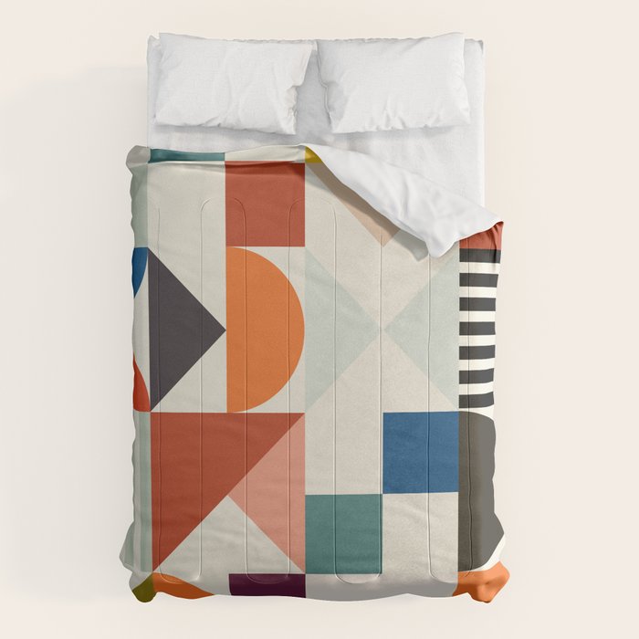 mid century retro shapes geometric Comforter Gallery Image 1