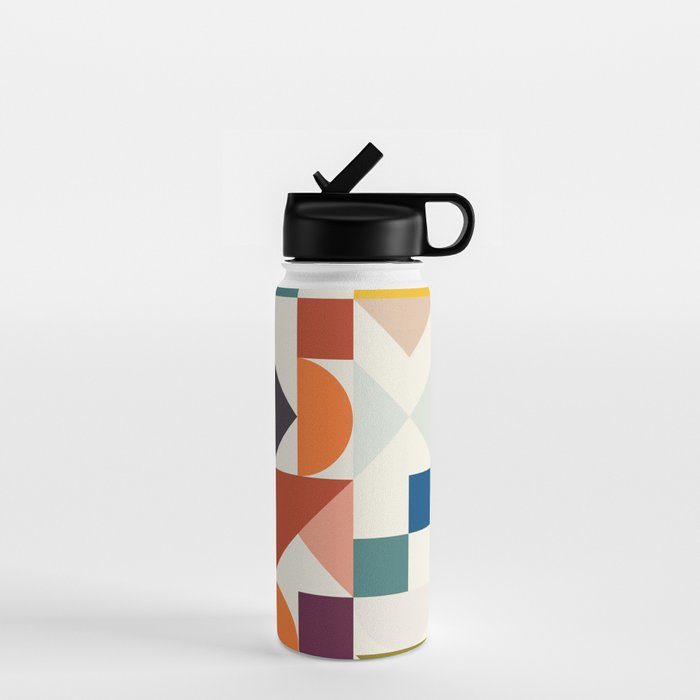 mid century retro shapes geometric Water Bottle Gallery Image 1