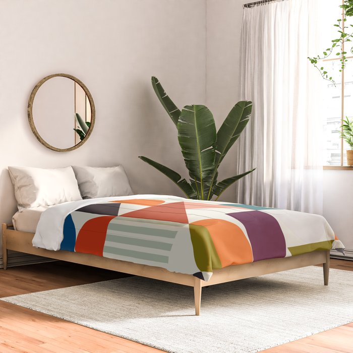 mid century retro shapes geometric Comforter Gallery Image 2