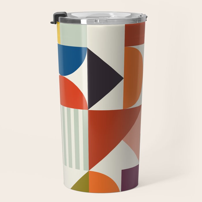 mid century retro shapes geometric Travel Mug Gallery Image 3