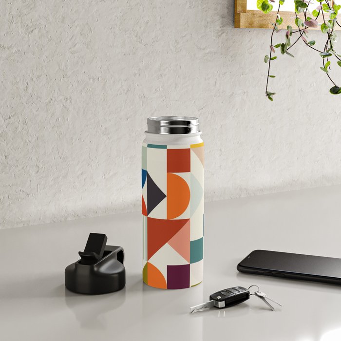 mid century retro shapes geometric Water Bottle Gallery Image 5