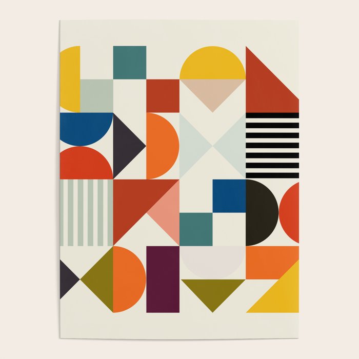mid century retro shapes geometric Poster Gallery Image 4