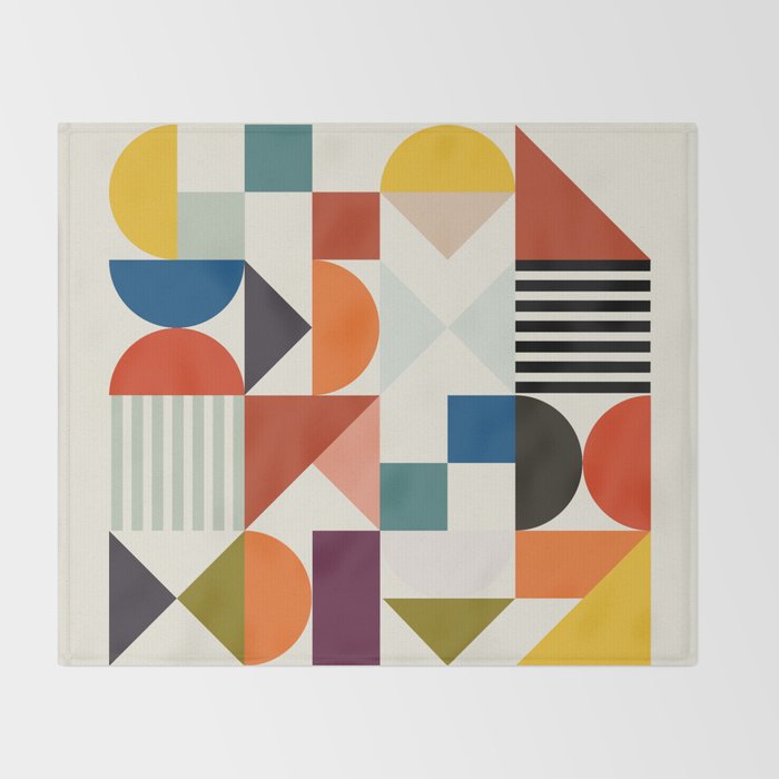 mid century retro shapes geometric Throw Blanket Gallery Image 2