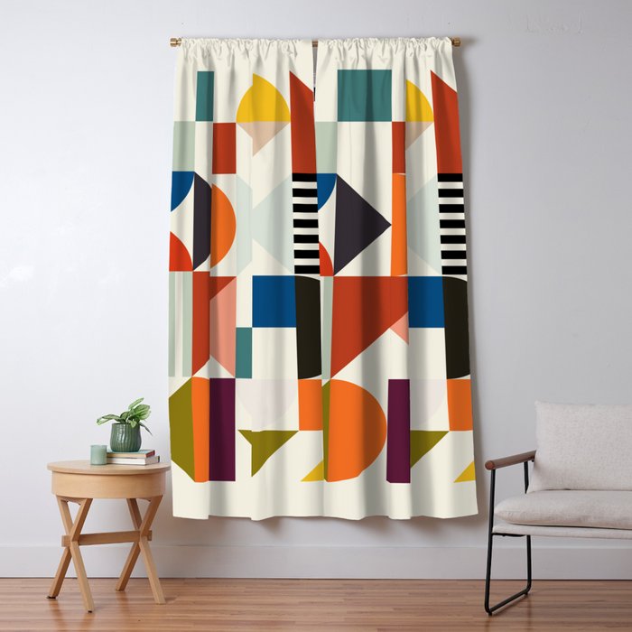 mid century retro shapes geometric Window Curtain Gallery Image 1