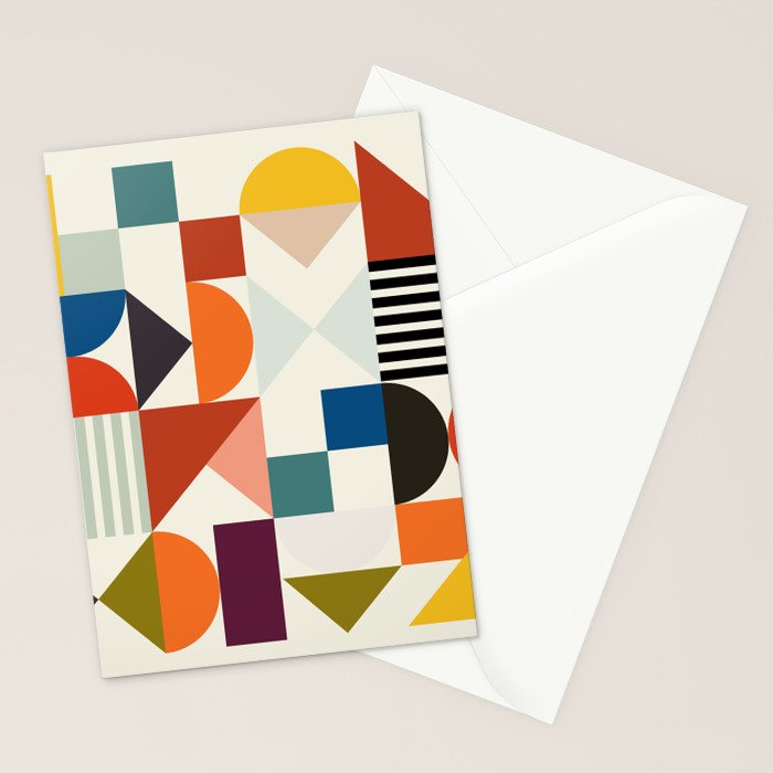 mid century retro shapes geometric Stationery Card Gallery Image 2